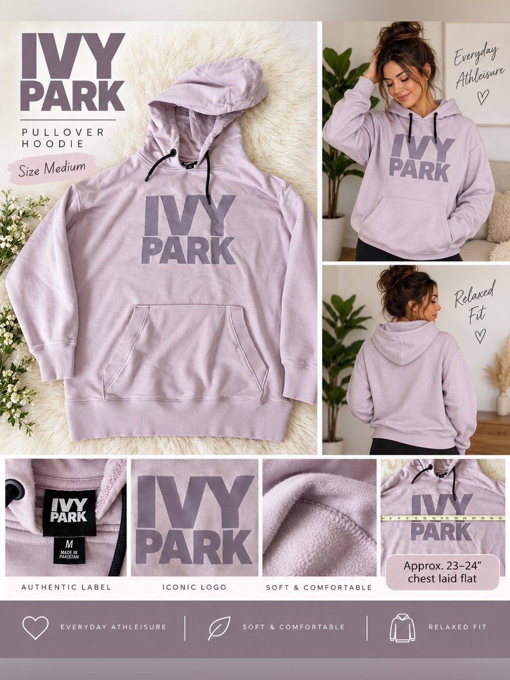 IVY PARK Light Lilac Pullover Hoodie with Tonal Logo